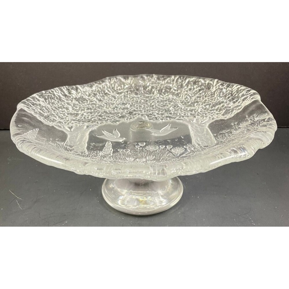 Mikasa True Love Crystal Pedestal Cake Stand Footed Plate Forest 8.5” Vintage